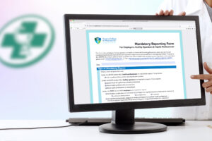 Banner for mandatory reporting with form on screen
